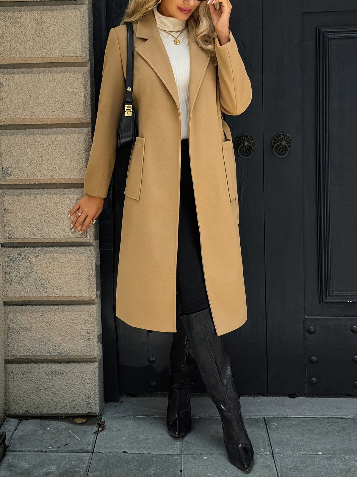 Belted Long Coat for Women - View 5