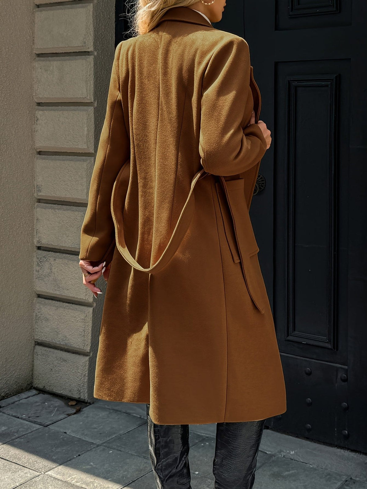 Belted Long Coat for Women - View 7