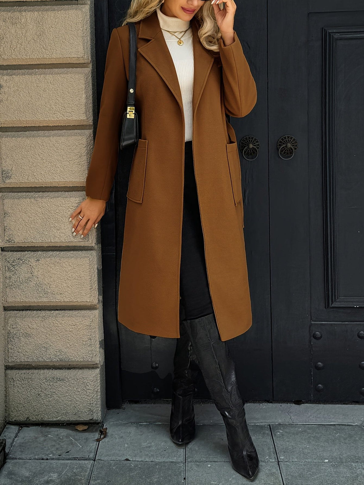 Belted Long Coat for Women - View 9