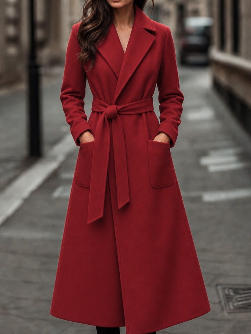 Belted Long Trench Coat for Women