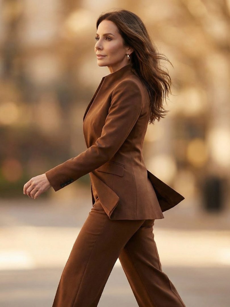 Belted Stand Collar Tailored Suit for Women - View 11