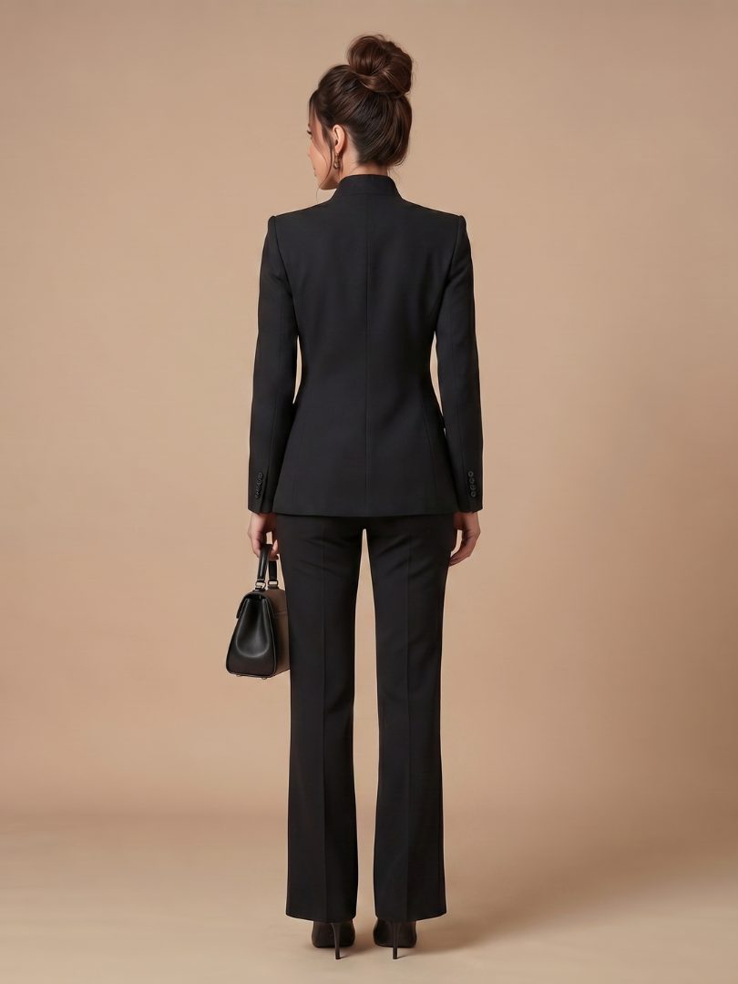 Belted Stand Collar Tailored Suit for Women - View 14