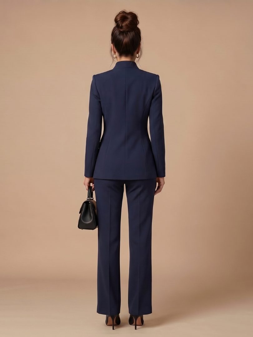 Belted Stand Collar Tailored Suit for Women - View 19