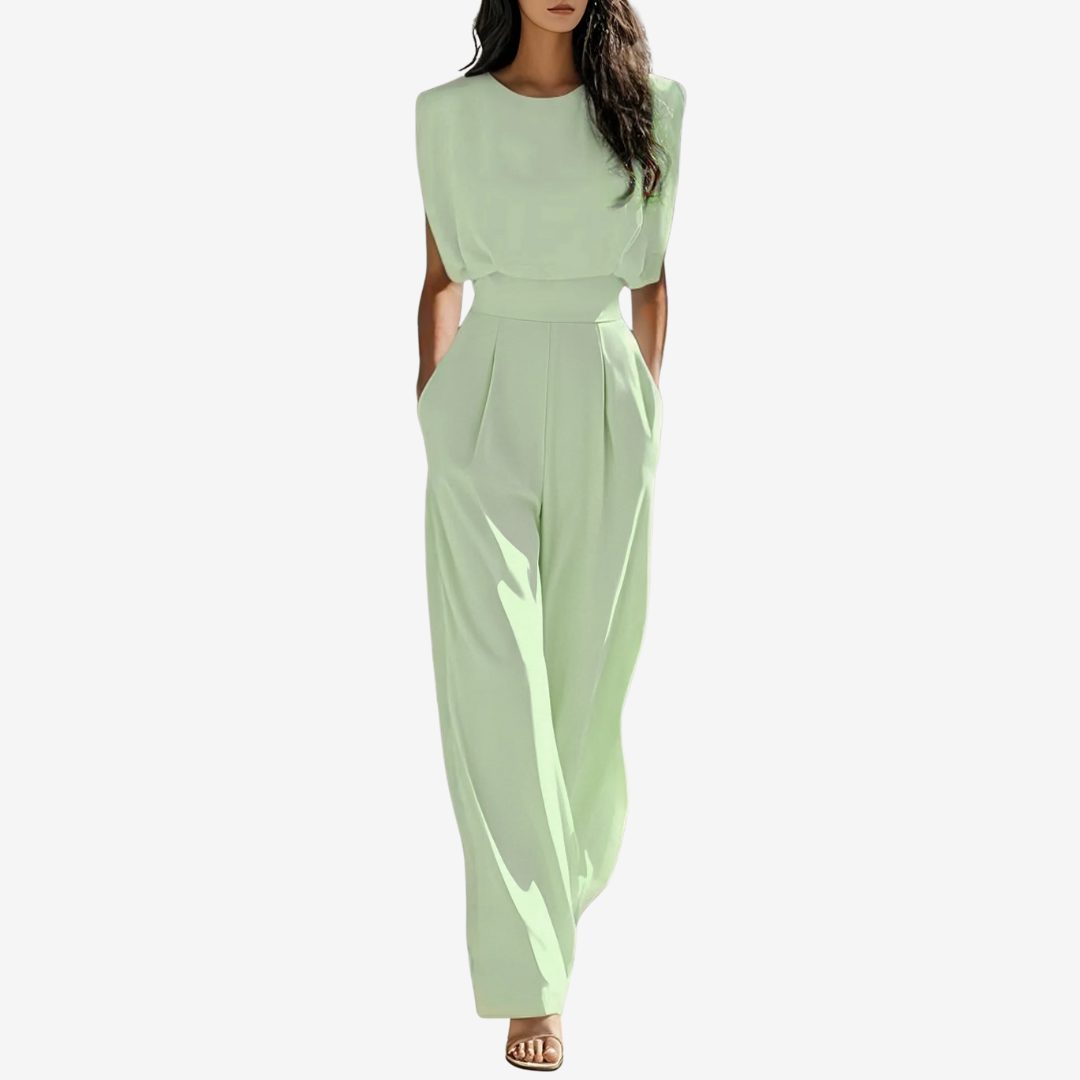 Belted Wide Leg Jumpsuit for Women - Olive