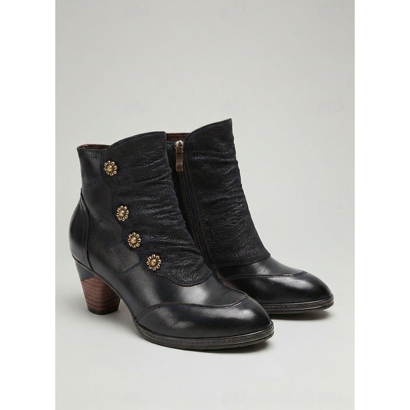 Block Heel Ankle Boots for Women - Black