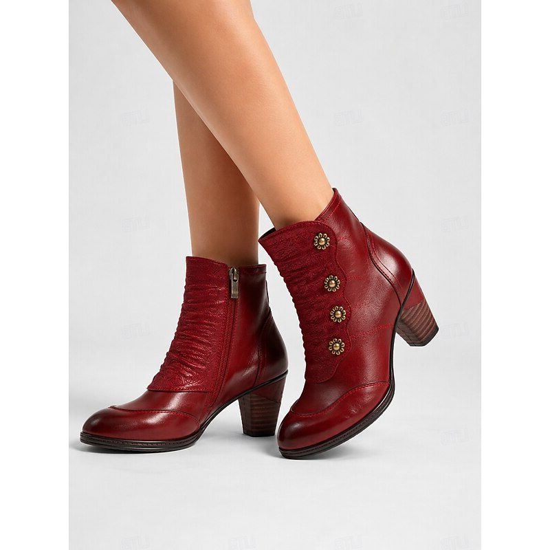 Block Heel Ankle Boots for Women