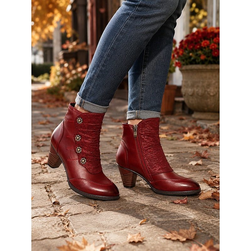 Block Heel Ankle Boots for Women