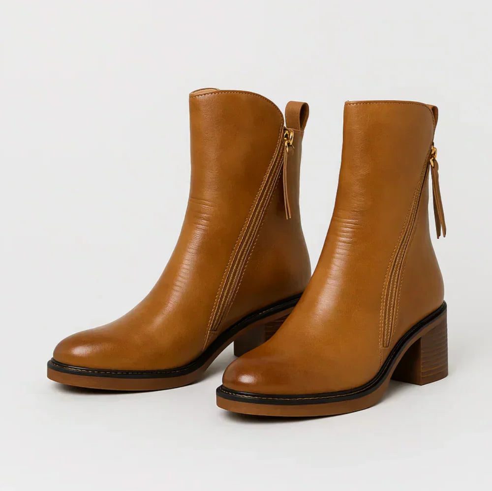 Block Heel Ankle Boots with Zip for Women - View 5