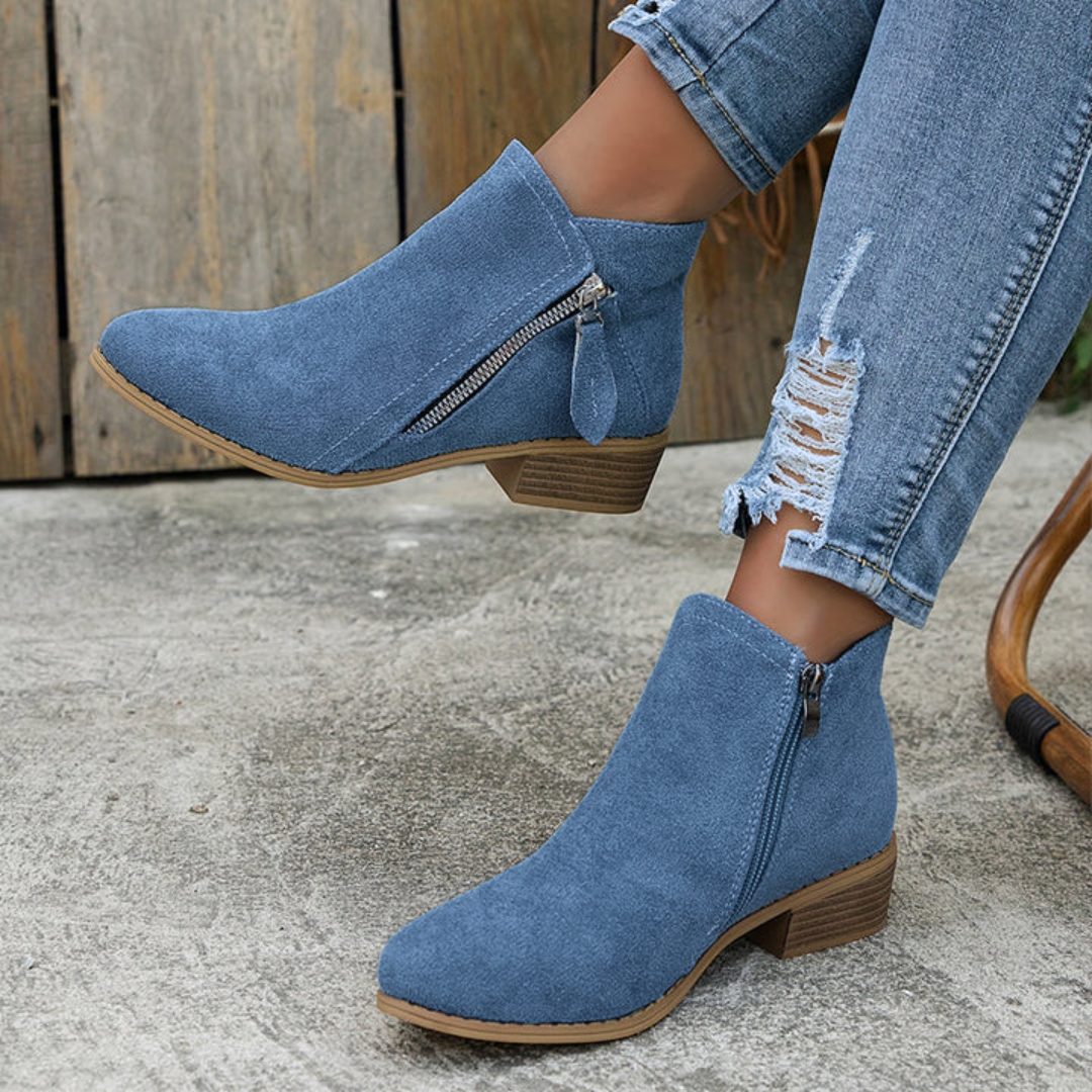 Block Heel Denim Ankle Boots for Women - View 16