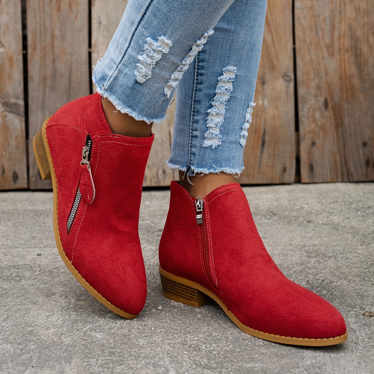 Block Heel Denim Ankle Boots for Women - View 5