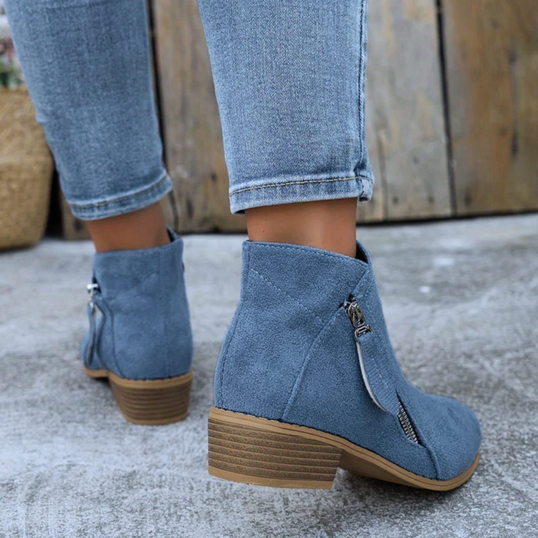 Block Heel Denim Ankle Boots for Women - View 7
