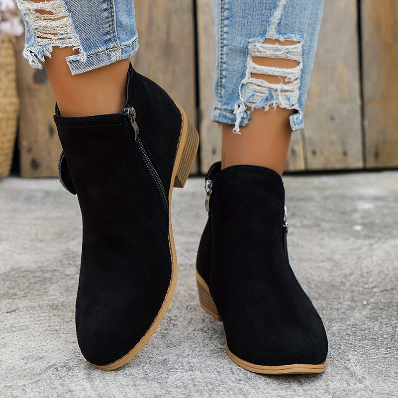 Block Heel Denim Ankle Boots for Women - View 8