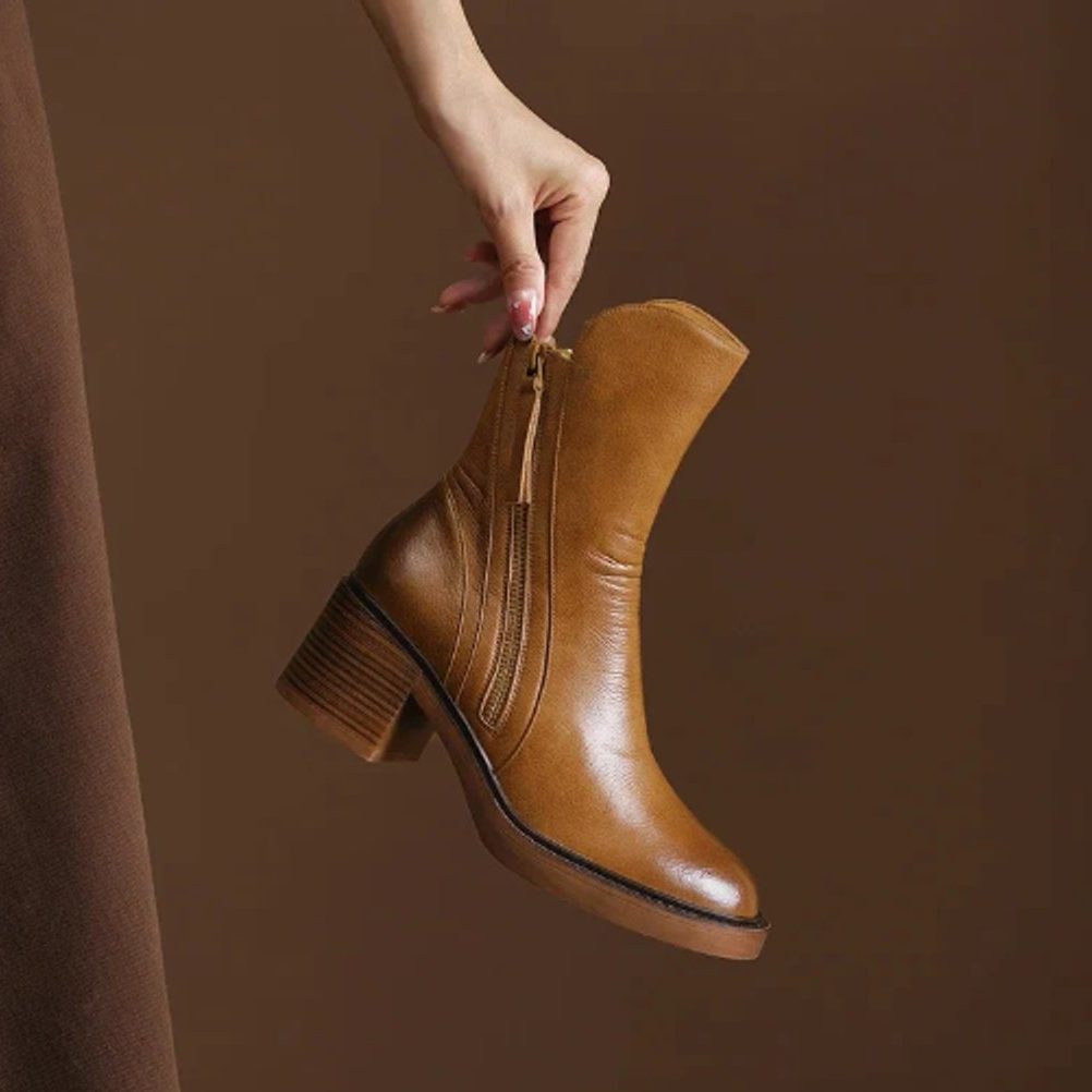 Block Heel Side-Zip Ankle Boots for Women - View 2
