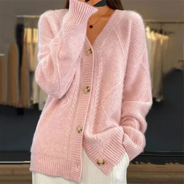 Button-Down Cable Knit Cardigan for Women - View 3
