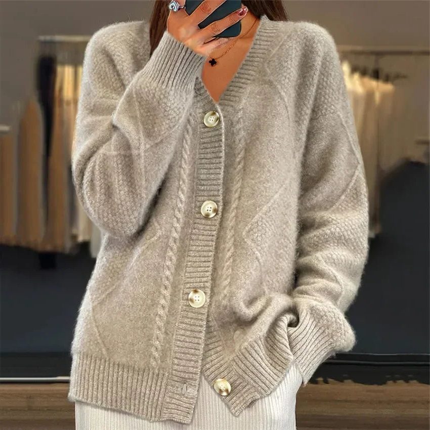 Button-Down Cable Knit Cardigan for Women - View 8