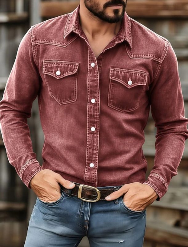 Button-Down Denim Shirt for Men