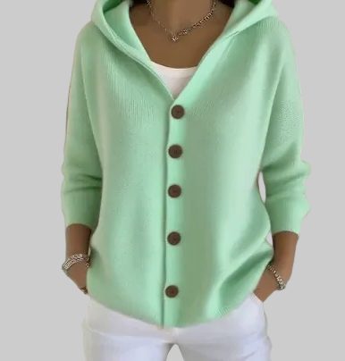 Button-Down Knit Cardigan for Women - Green
