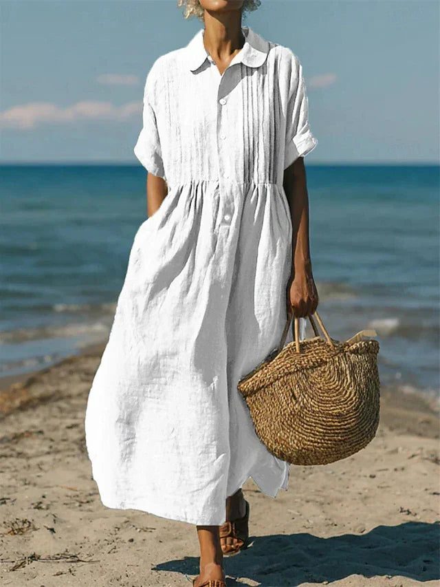 Button-Down Maxi Shirt Dress for Women