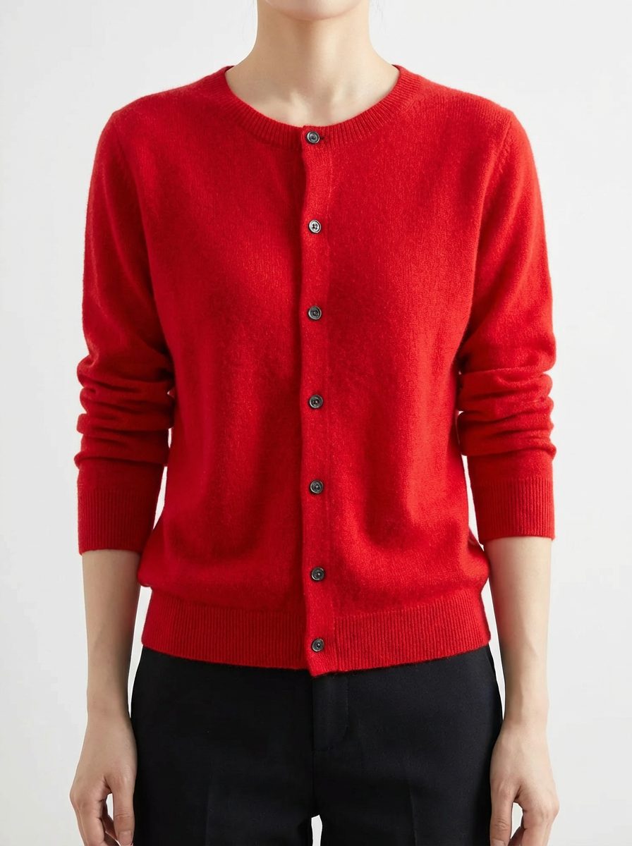 Button-Down Merino Wool Cardigan with Raglan Sleeves for Women
