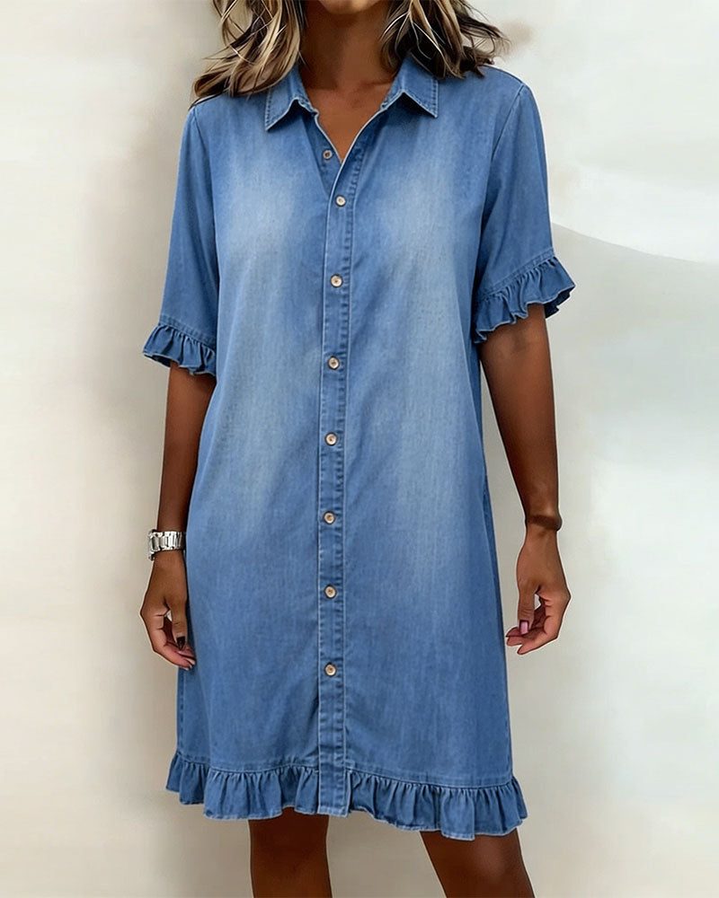 Button-Down Midi Shirt Dress for Women