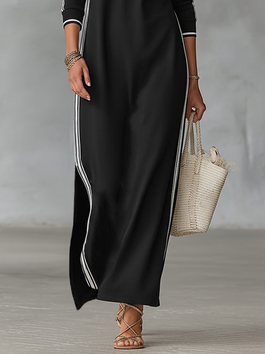 Button-Down Stand Collar Long Sleeve Maxi Sweater Dress for Women - View 7