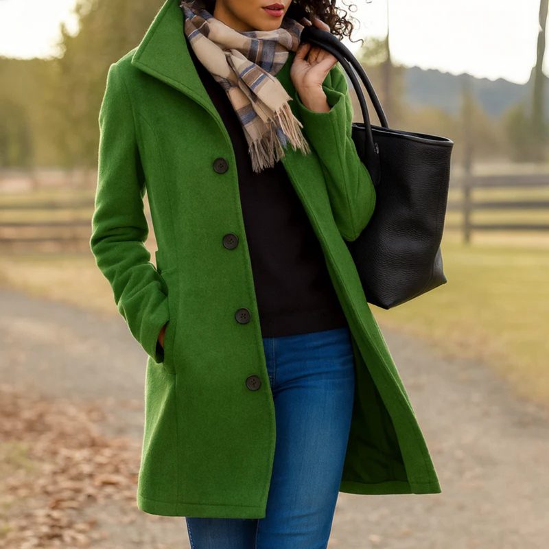 Button-Front Longline Wool Coat for Women - View 5