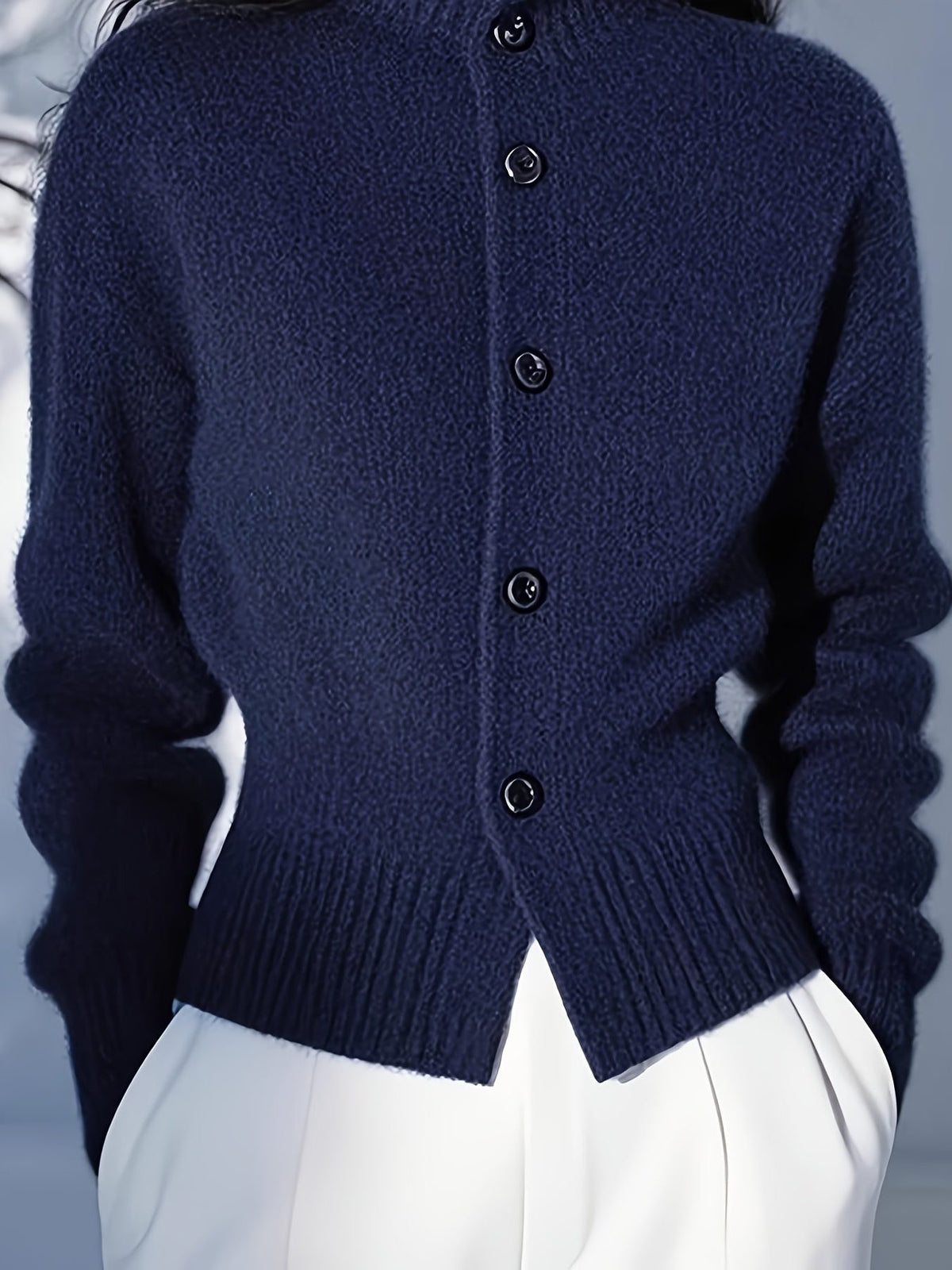 Button-Front Stand Collar Cardigan for Women - View 10