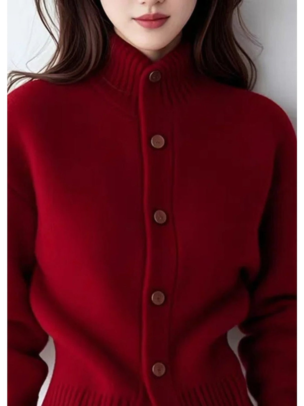 Button-Front Stand Collar Cardigan for Women - View 5