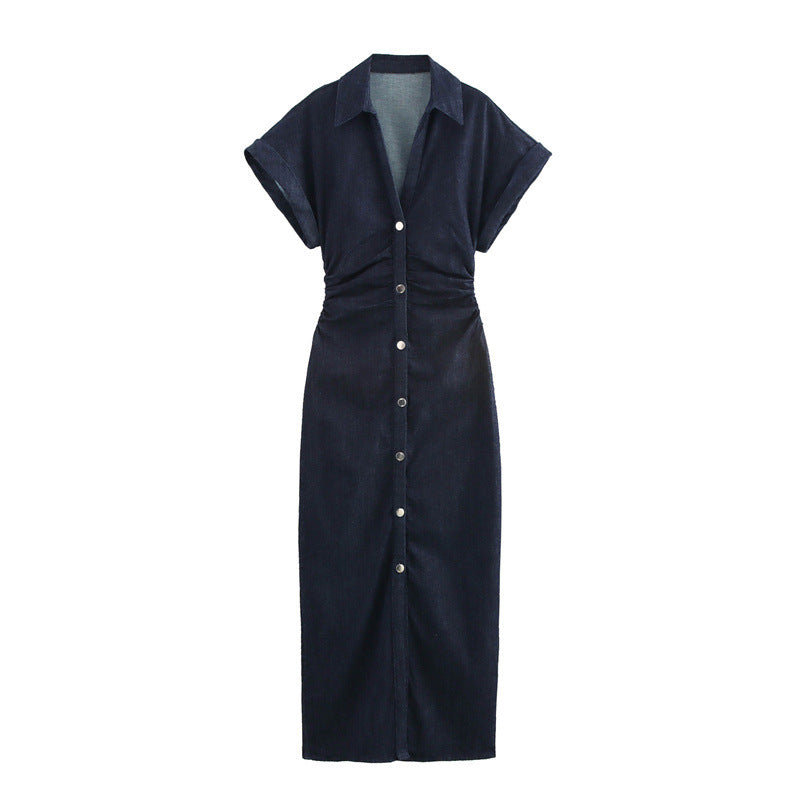 Slim Fit Denim Midi Dress for Women