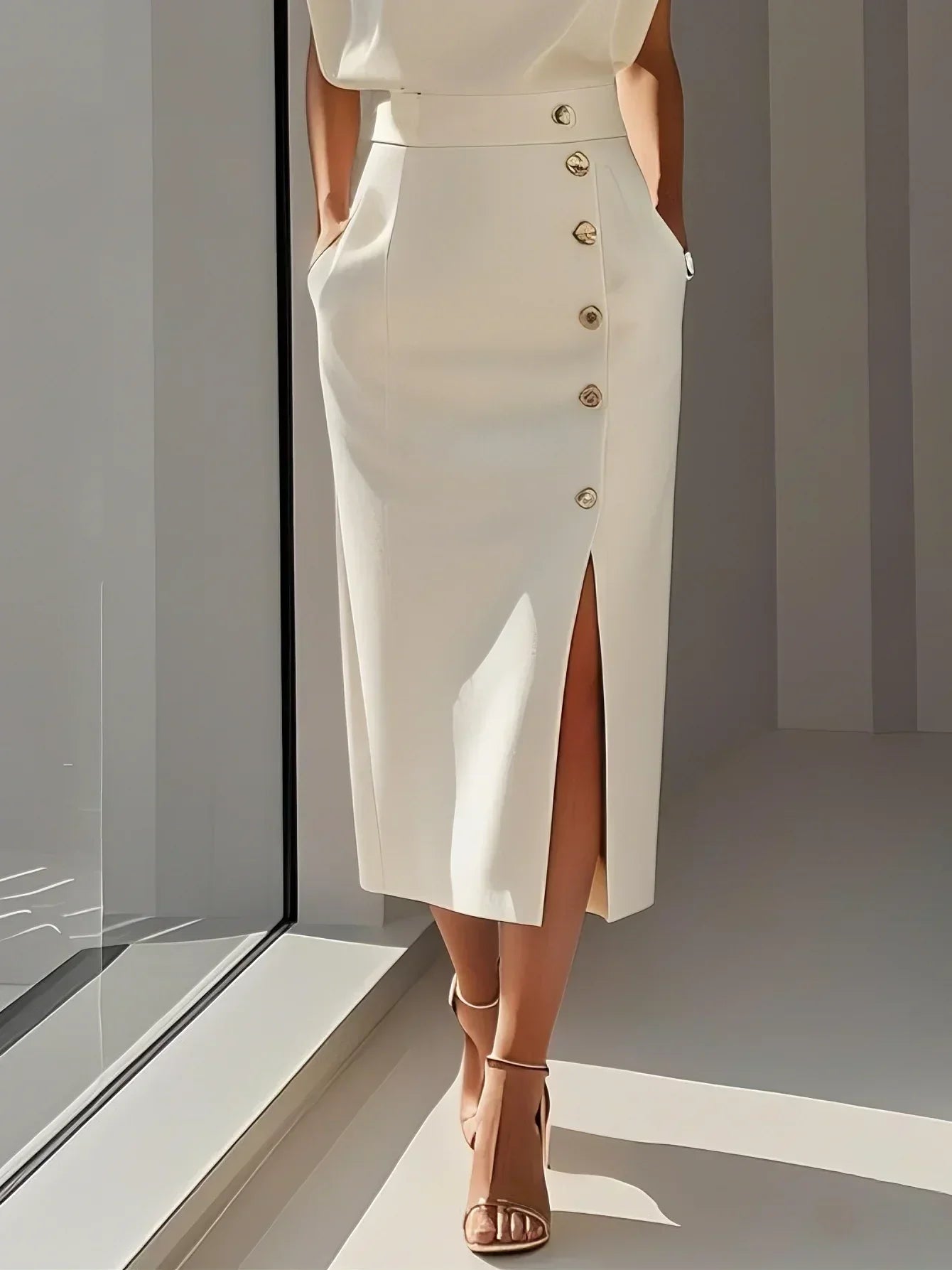 Sleeveless Button-Front Midi Dress for Women