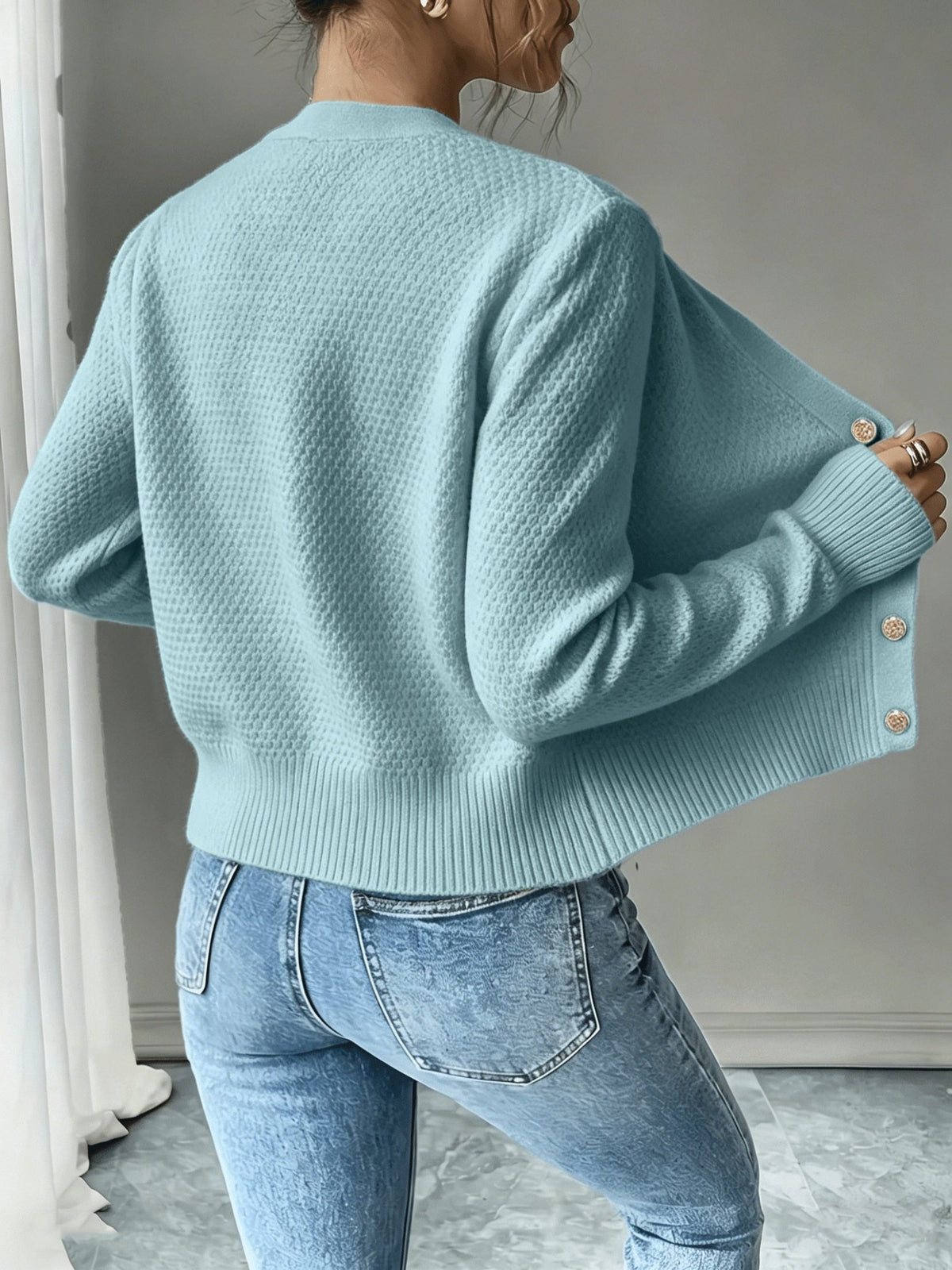 Cable-Knit Button-Front Cardigan for Women - View 14