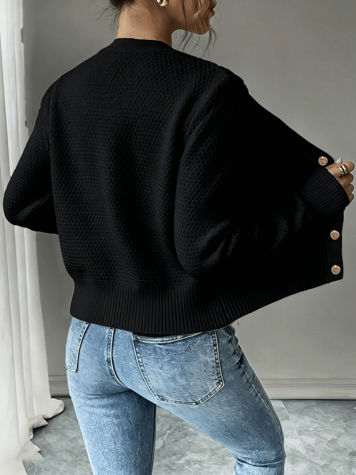 Cable-Knit Button-Front Cardigan for Women - View 2