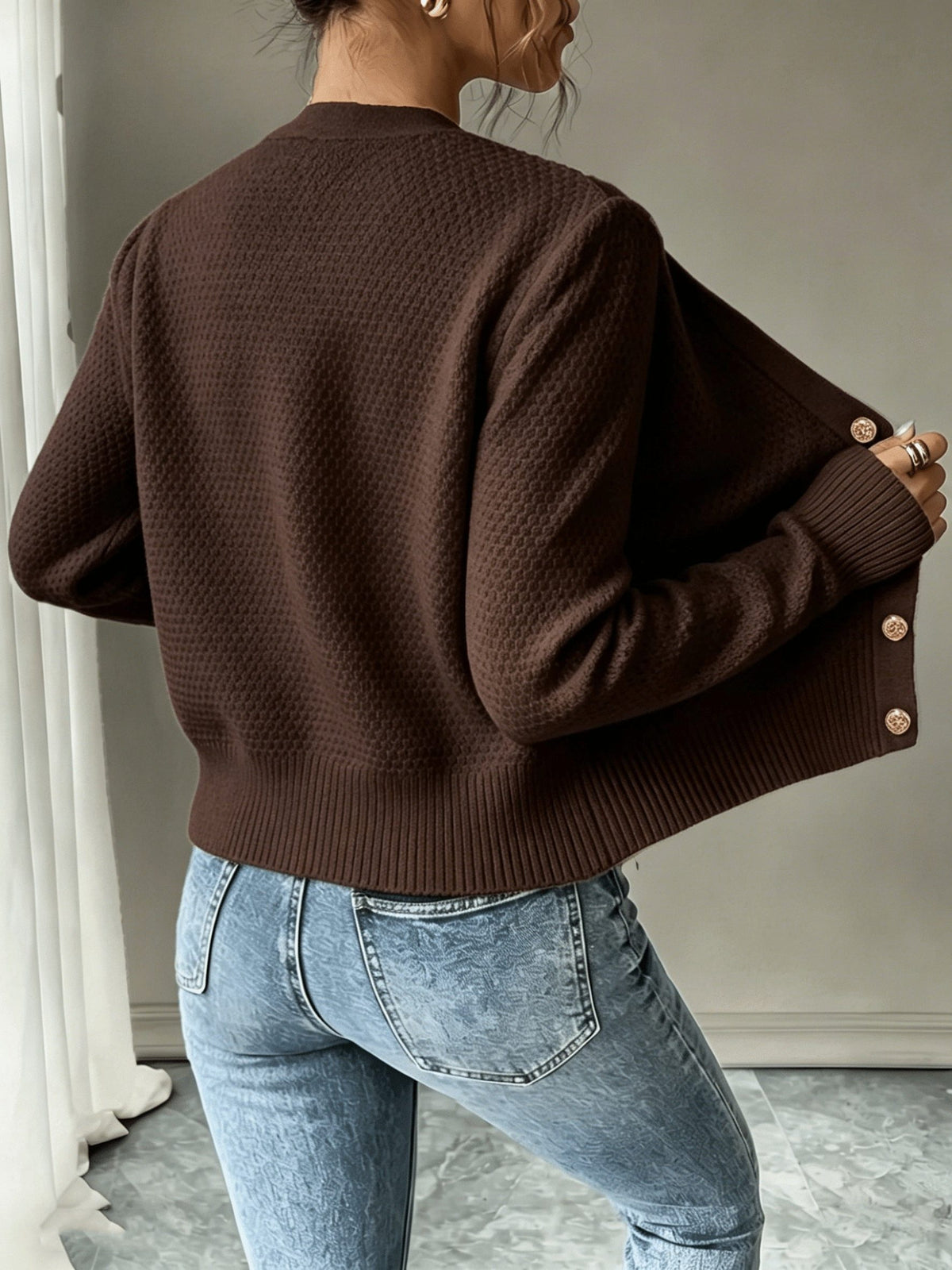 Cable-Knit Button-Front Cardigan for Women - View 21