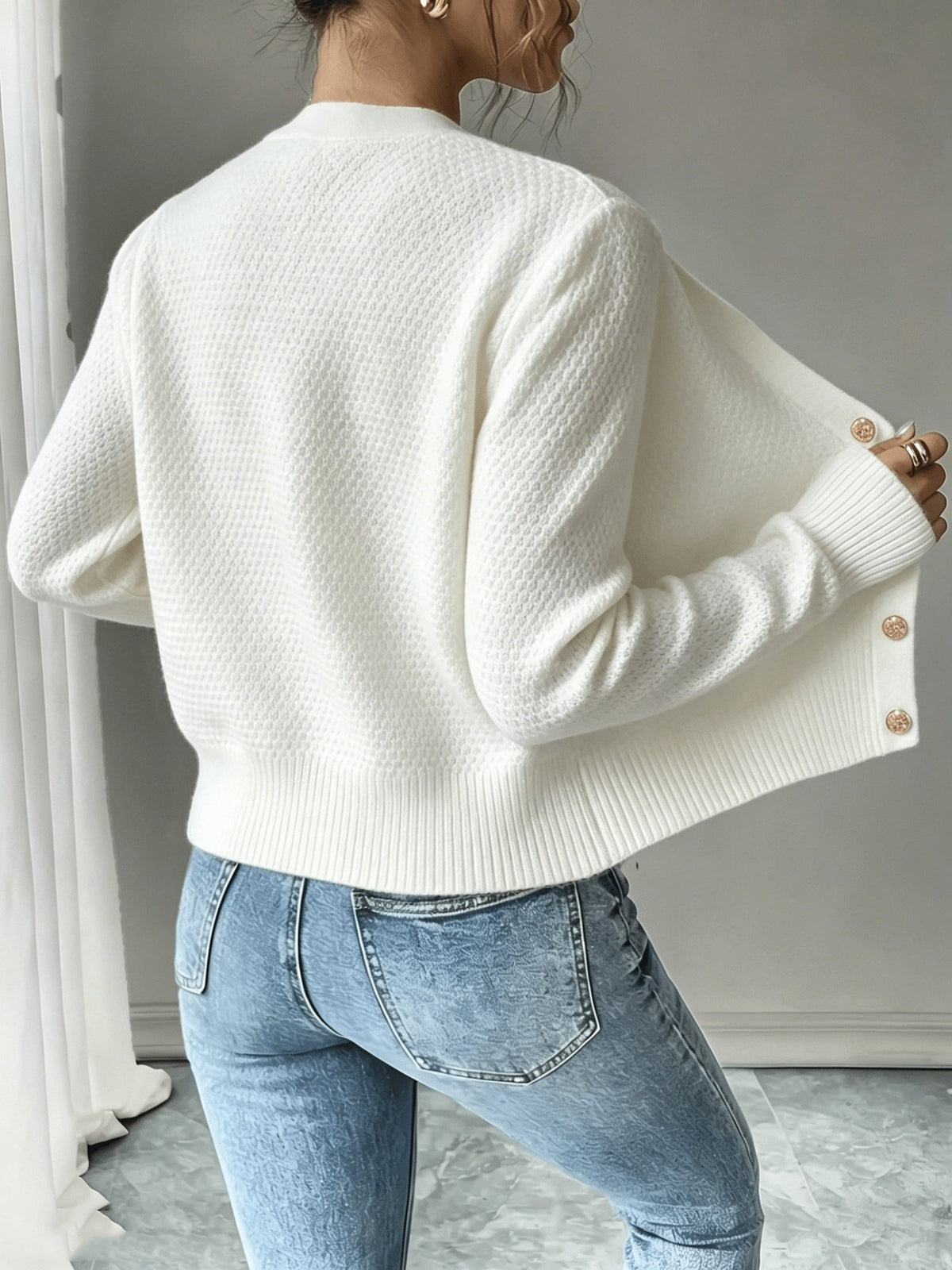 Cable-Knit Button-Front Cardigan for Women - View 32
