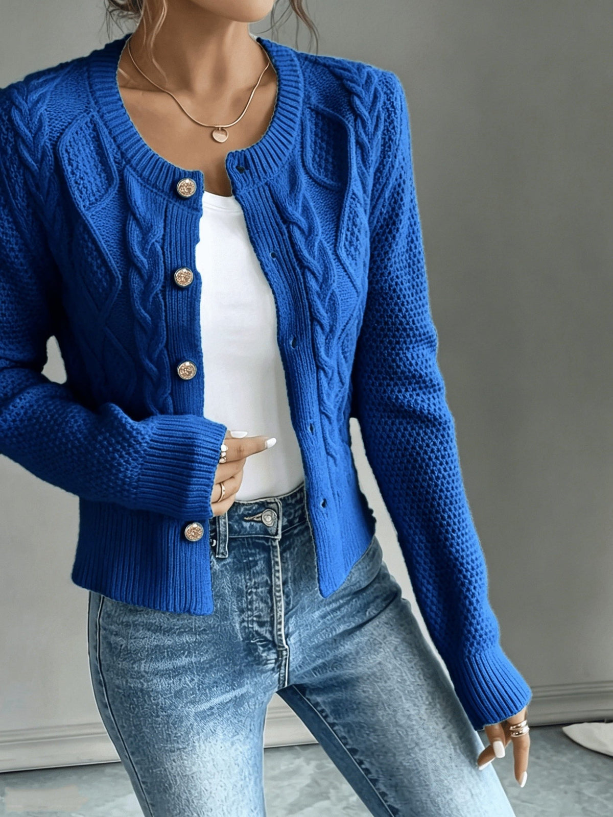 Cable-Knit Button-Front Cardigan for Women - View 40