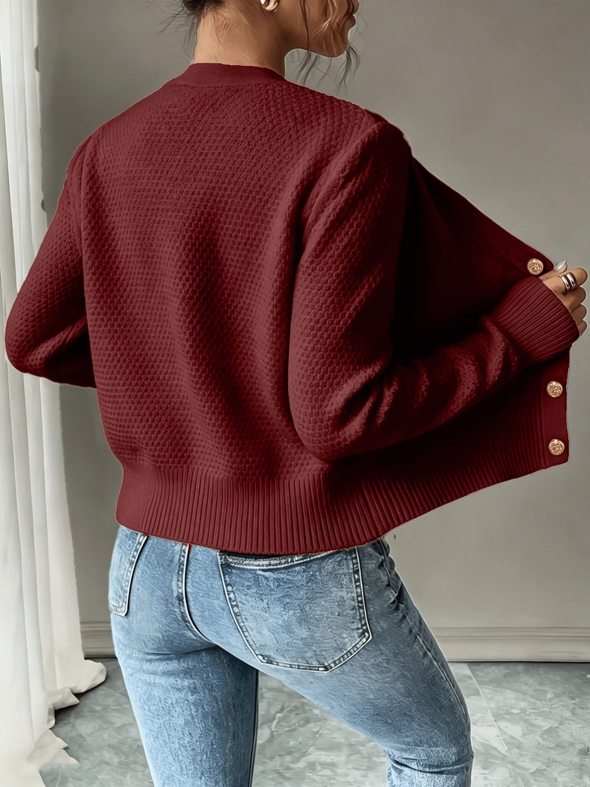 Cable-Knit Button-Front Cardigan for Women - View 8