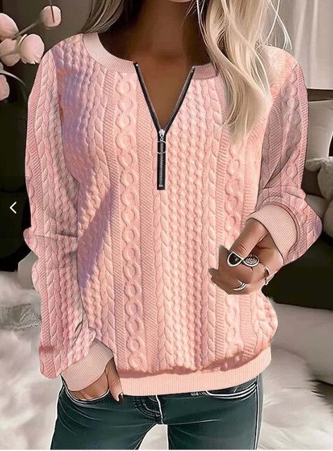 Cable Knit Half-Zip Cropped Jumper for Women