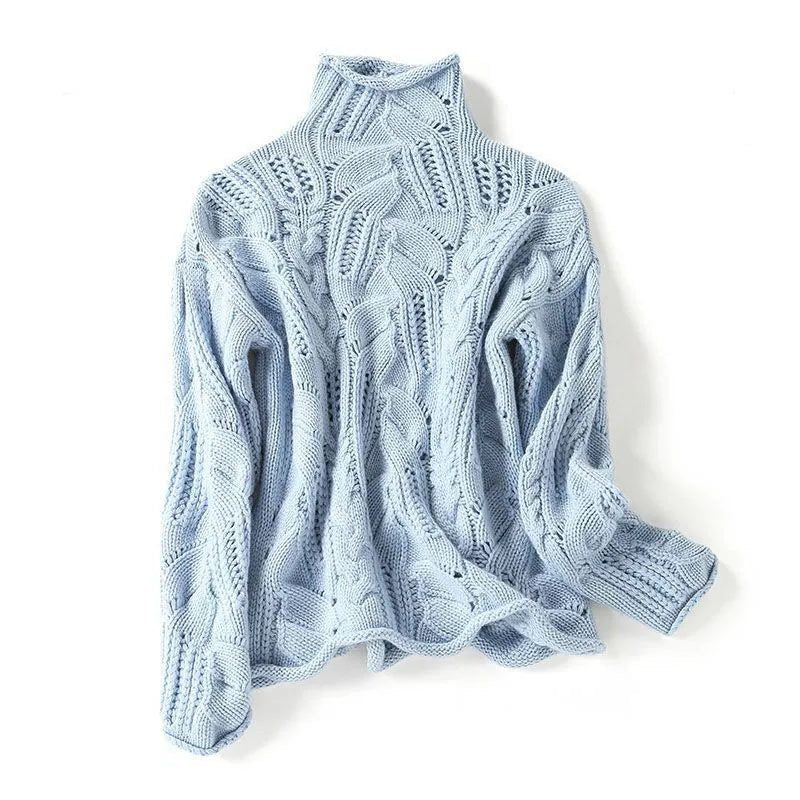Cable Knit Roll Neck Pullover for Women