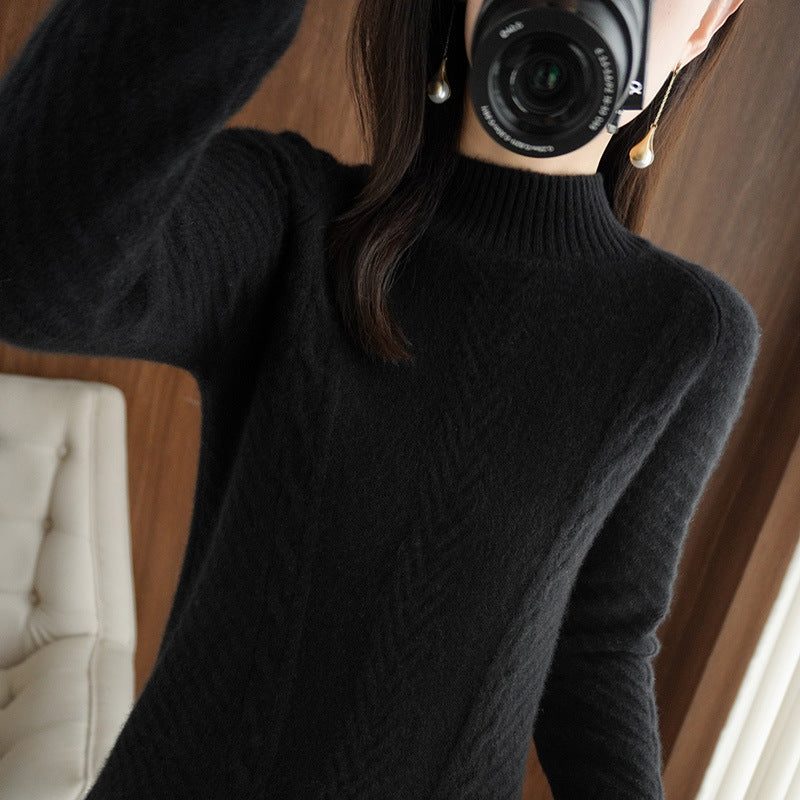 Cable Knit Stand Collar Sweater for Women - View 4