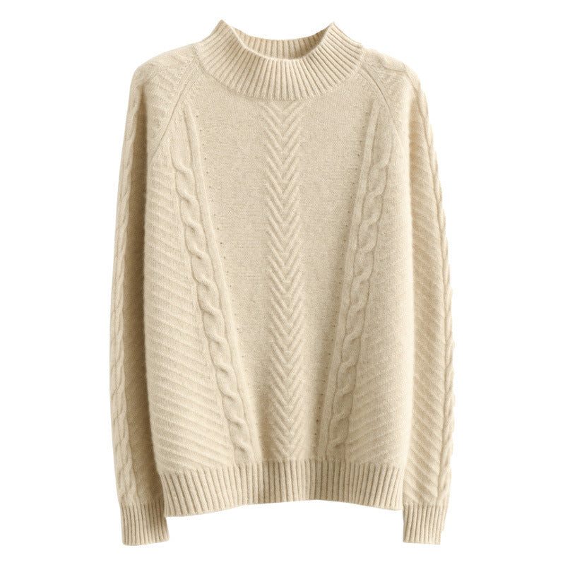 Cable Knit Stand Collar Sweater for Women - View 5