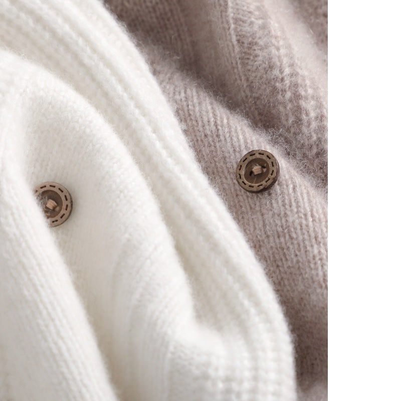 Cable Knit V-Neck Sleeveless Vest with Side Button Details for Women - View 5