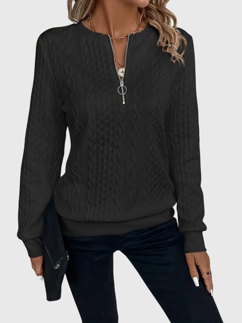 Cable Knit Zip-Up Jumper for Women - View 10