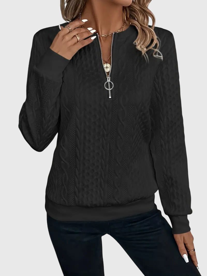 Cable Knit Zip-Up Jumper for Women - View 11