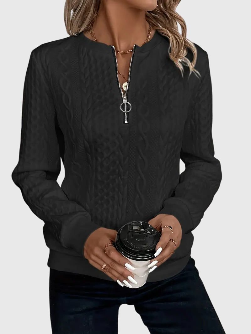 Cable Knit Zip-Up Jumper for Women - View 12