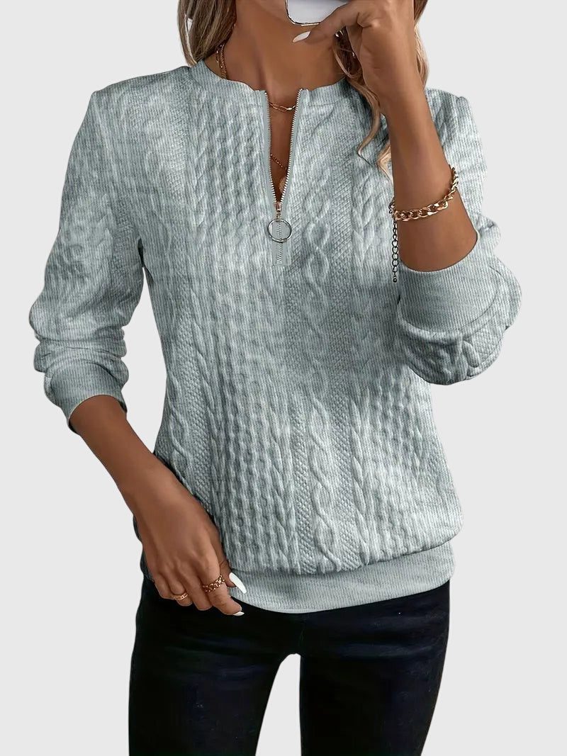 Cable Knit Zip-Up Jumper for Women - View 15