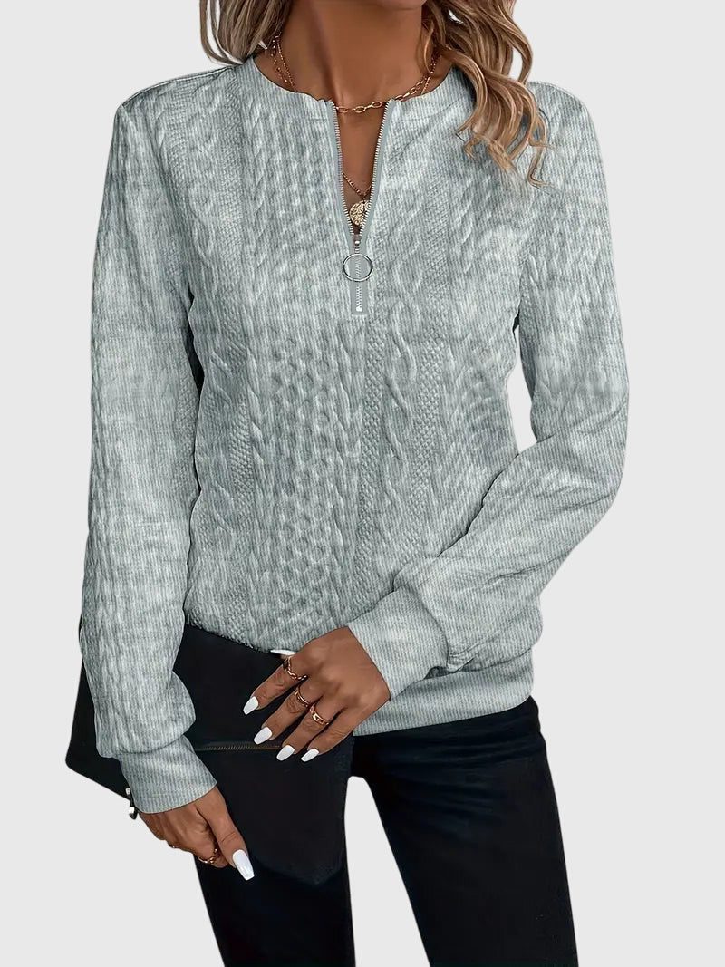 Cable Knit Zip-Up Jumper for Women - View 16