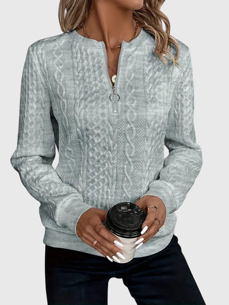 Cable Knit Zip-Up Jumper for Women - View 17