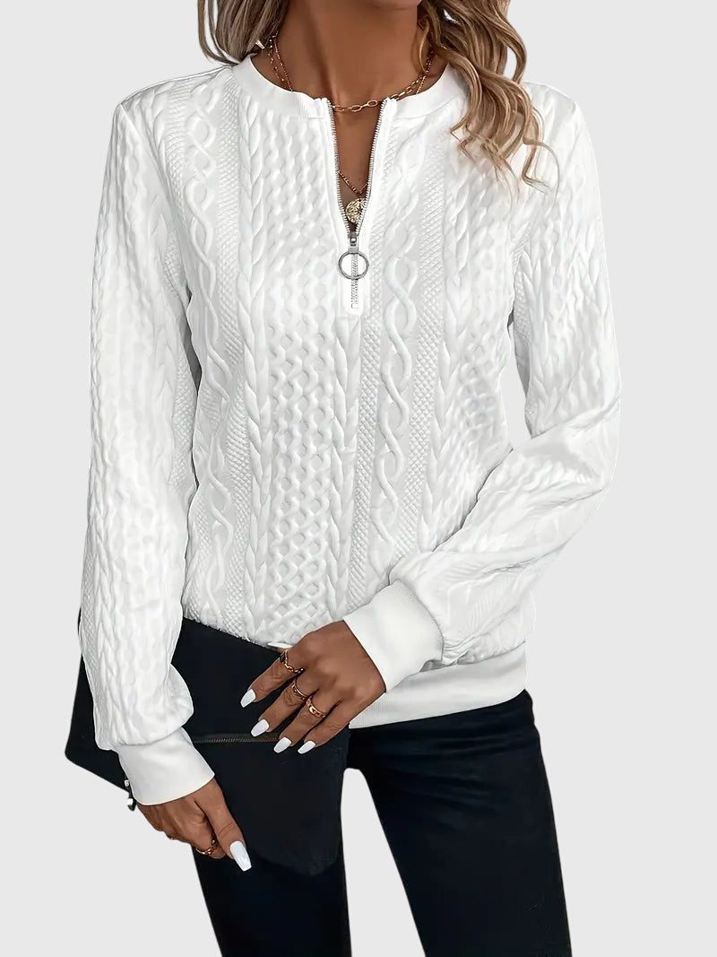 Cable Knit Zip-Up Jumper for Women - View 4