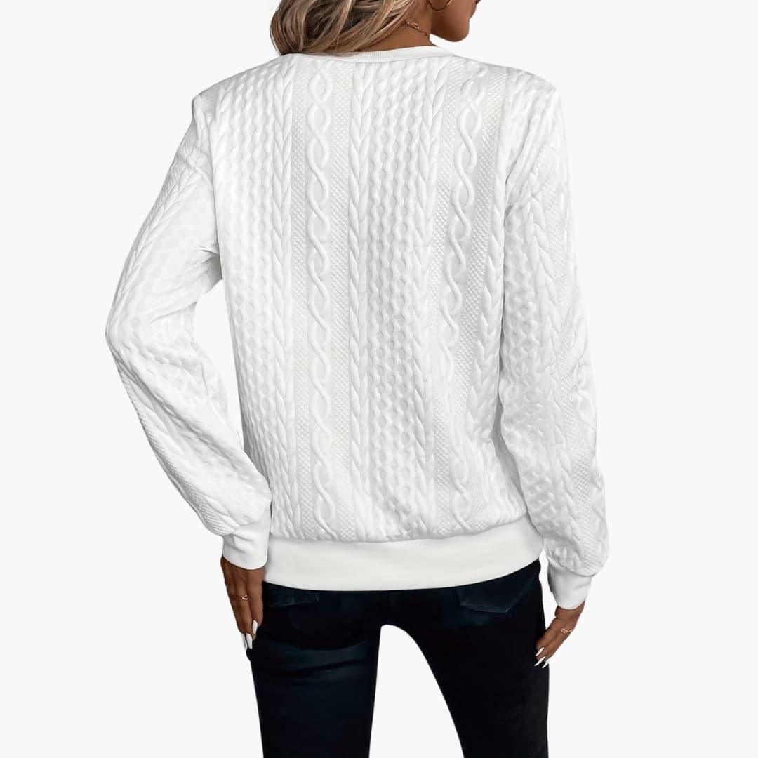 Cable Knit Zip-Up Pullover for Women - View 3