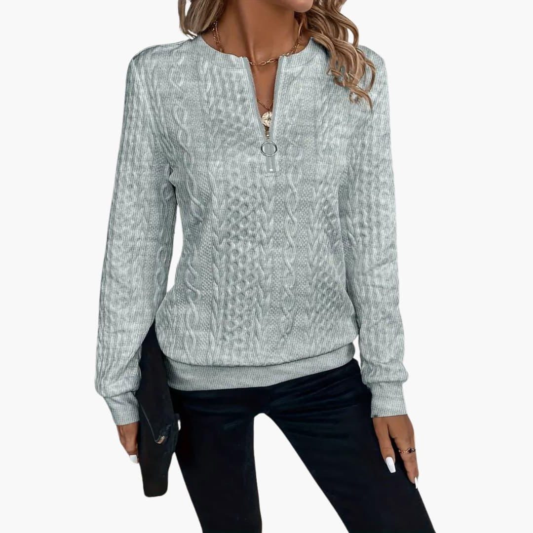 Cable Knit Zip-Up Pullover for Women - View 5